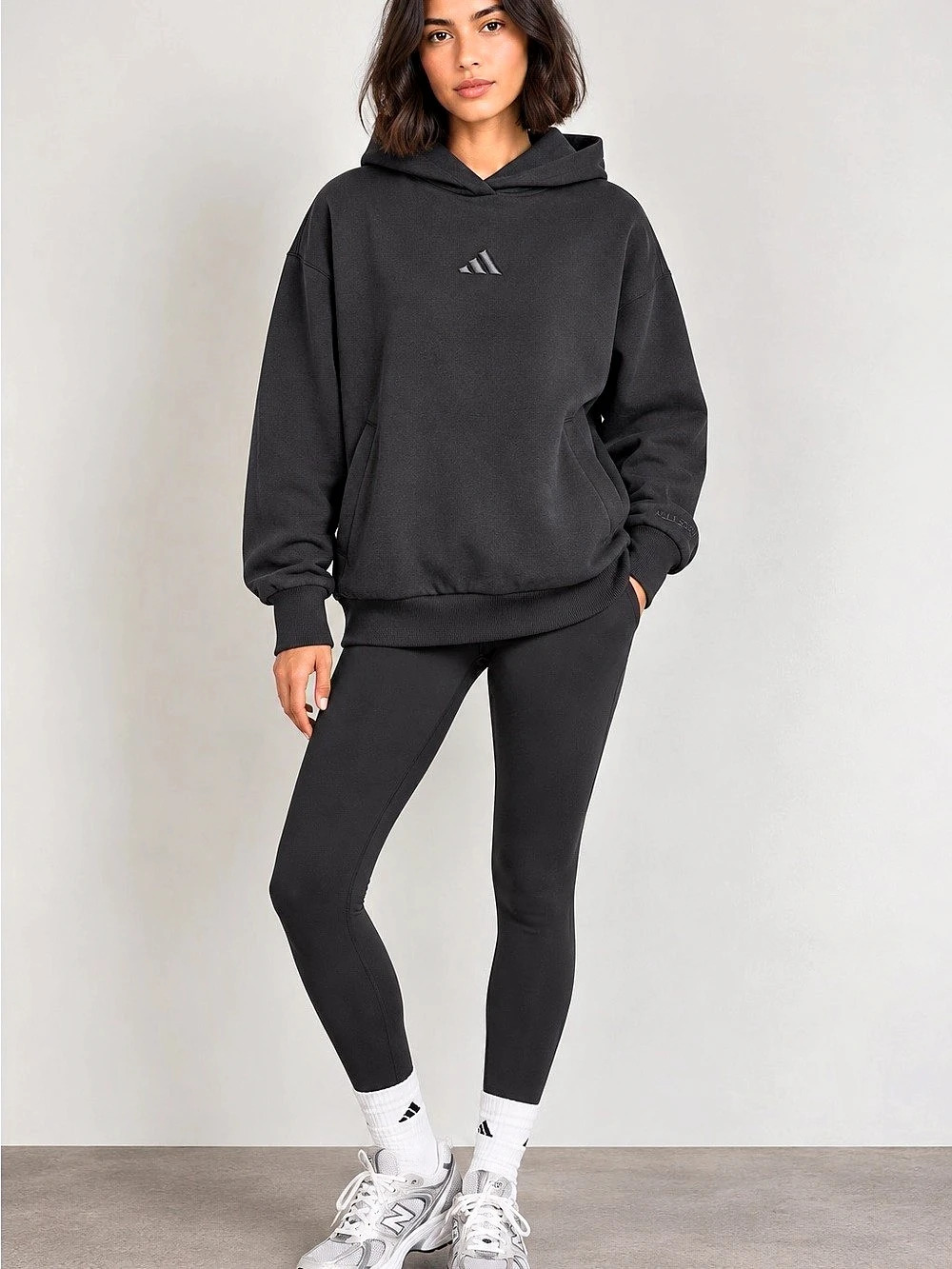 adidas All SZN Fleece Loose Hoodie Black Size L Oversized Athleisure